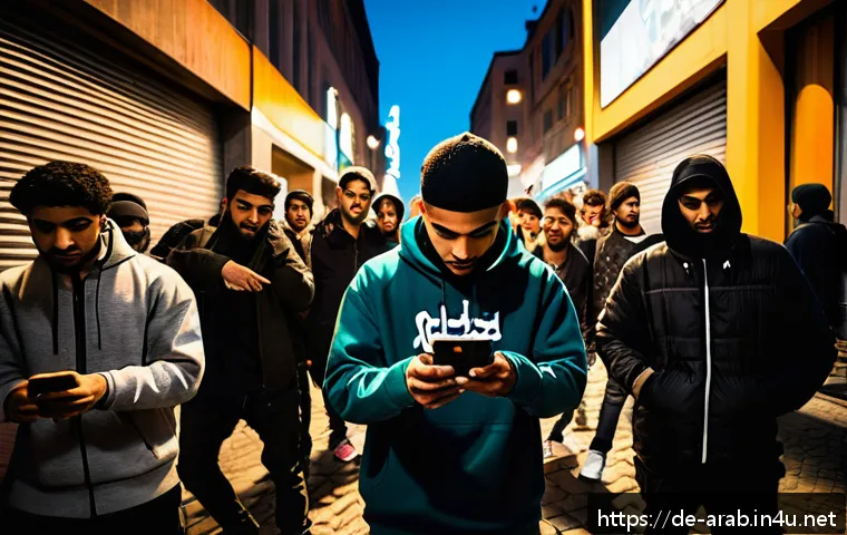 아랍어 랩 음악 - A dynamic urban street scene at night in Berlin showcasing a young Arabic-German rapper performing o...